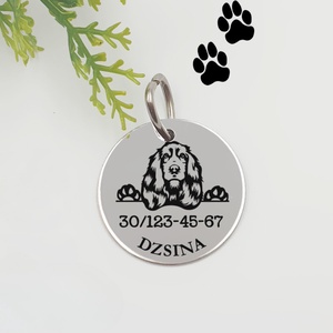 Cocker spaniel kutyabiléta saját kutyád nevével, telefonszámmal, Otthon & Életmód, Kisállatoknak, Kutyáknak, Kutya biléta, Gravírozás, pirográfia, MESKA