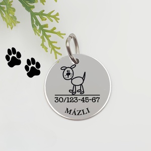 Kutyabiléta saját kutyád nevével, telefonszámmal, Otthon & Életmód, Kisállatoknak, Kutyáknak, Kutya biléta, Gravírozás, pirográfia, MESKA