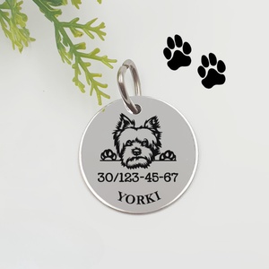Yorkshire terrier kutyabiléta saját kutyád nevével, telefonszámmal - Meska.hu