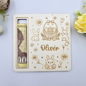 Egyedi neves húsvéti pénzátadó, Ünnepi díszek, dekorációk, Húsvéti díszek és dekorációk, Húsvéti pénzátadó, Gravírozás, pirográfia, MESKA