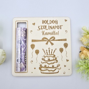 Születésnapi pénzátadó 1., Otthon & Életmód, Papír, írószer, Ajándékozás kellékei, Pénzátadó doboz, Gravírozás, pirográfia, MESKA