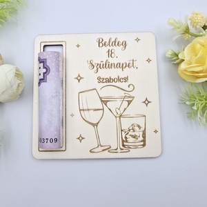 Születésnapi pénzátadó 3., Otthon & Életmód, Papír, írószer, Ajándékozás kellékei, Pénzátadó doboz, Gravírozás, pirográfia, MESKA