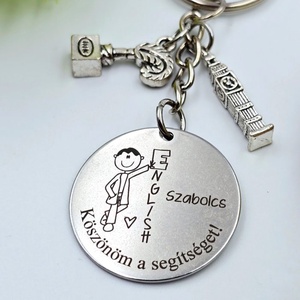 Ajándék angoltanárnak ballagásra, pedagógusnapra, tanév végére - Gravírozott grafikás ballagási kulcstartó 1_40. - táska & tok - kulcstartó & táskadísz - kulcstartó - Meska.hu