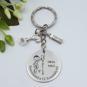 Ajándék angoltanárnak ballagásra, pedagógusnapra, tanév végére - Gravírozott grafikás ballagási kulcstartó 1_40., Táska & Tok, Kulcstartó & Táskadísz, Kulcstartó, Gravírozás, pirográfia, MESKA