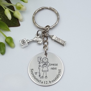 Ajándék angoltanárnőnek ballagásra, pedagógusnapra, tanév végére - Gravírozott grafikás ballagási kulcstartó 1_41., Táska & Tok, Kulcstartó & Táskadísz, Kulcstartó, Gravírozás, pirográfia, MESKA