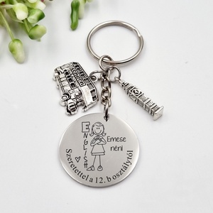 Ajándék angoltanárnak ballagásra, pedagógusnapra, tanév végére - Gravírozott grafikás ballagási kulcstartó 5_41., Táska & Tok, Kulcstartó & Táskadísz, Kulcstartó, Gravírozás, pirográfia, MESKA