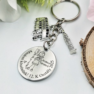 Ajándék angoltanárnak ballagásra, pedagógusnapra, tanév végére - Gravírozott grafikás ballagási kulcstartó 5_41. - táska & tok - kulcstartó & táskadísz - kulcstartó - Meska.hu