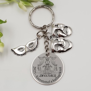 Ajándék drámatanárnak ballagásra, pedagógusnapra, tanév végére - Gravírozott grafikás ballagási kulcstartó 1_51., Táska & Tok, Kulcstartó & Táskadísz, Kulcstartó, Gravírozás, pirográfia, MESKA