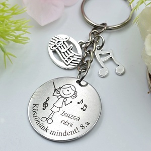 Ajándék énektanárnőnek ballagásra, pedagógusnapra, tanév végére - Gravírozott grafikás ballagási kulcstartó 2_34. - táska & tok - kulcstartó & táskadísz - kulcstartó - Meska.hu