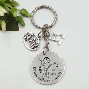 Ajándék énektanárnak ballagásra, pedagógusnapra, tanév végére - Gravírozott grafikás ballagási kulcstartó 2_35., Táska & Tok, Kulcstartó & Táskadísz, Kulcstartó, Gravírozás, pirográfia, MESKA