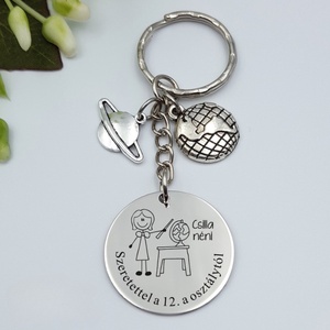 Ajándék földrajztanárnőnek ballagásra, pedagógusnapra, tanév végére - Gravírozott grafikás ballagási kulcstartó 1_25., Táska & Tok, Kulcstartó & Táskadísz, Kulcstartó, Gravírozás, pirográfia, MESKA