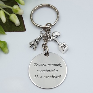 Ajándék franciatanároknak ballagásra, pedagógusnapra, tanév végére - Gravírozott szöveges ballagási kulcstartó 1., Táska & Tok, Kulcstartó & Táskadísz, Kulcstartó, Gravírozás, pirográfia, MESKA