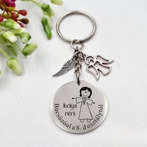 Ajándék hittan tanárnőnek ballagásra, pedagógusnapra, tanév végére - Gravírozott grafikás ballagási kulcstartó 2_48., Táska & Tok, Kulcstartó & Táskadísz, Kulcstartó, Gravírozás, pirográfia, MESKA