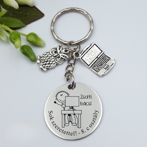 Ajándék informatikatanárnak ballagásra, pedagógusnapra, tanév végére - Gravírozott grafikás ballagási kulcstartó 1_22., Táska & Tok, Kulcstartó & Táskadísz, Kulcstartó, Gravírozás, pirográfia, MESKA