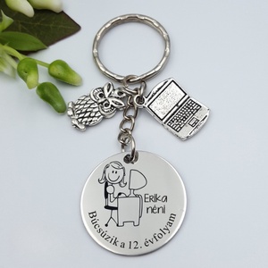 Ajándék informatikatanárnőnek ballagásra, pedagógusnapra, tanév végére - Gravírozott grafikás ballagási kulcstartó 1_23., Táska & Tok, Kulcstartó & Táskadísz, Kulcstartó, Gravírozás, pirográfia, MESKA