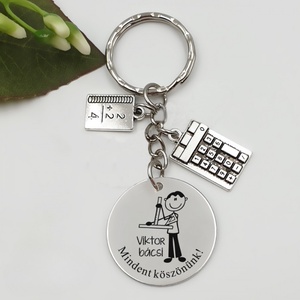 Ajándék matematikatanárnak ballagásra, pedagógusnapra, tanév végére - Gravírozott grafikás ballagási kulcstartó 3_20. - Meska.hu