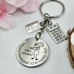 Ajándék matematikatanárnőnek ballagásra, pedagógusnapra, tanév végére - Gravírozott grafikás ballagási kulcstartó 3_21. - táska & tok - kulcstartó & táskadísz - kulcstartó - Meska.hu