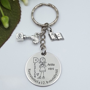 Ajándék némettanárnőnek ballagásra, pedagógusnapra, tanév végére - Gravírozott grafikás ballagási kulcstartó 1_45., Táska & Tok, Kulcstartó & Táskadísz, Kulcstartó, Gravírozás, pirográfia, MESKA
