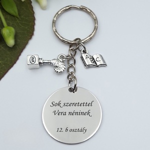 Ajándék némettanároknak ballagásra, pedagógusnapra, tanév végére - Gravírozott szöveges ballagási kulcstartó 1., Táska & Tok, Kulcstartó & Táskadísz, Kulcstartó, Gravírozás, pirográfia, MESKA