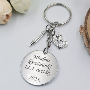 Ajándék rajztanároknak ballagásra, pedagógusnapra, tanév végére - Gravírozott szöveges ballagási kulcstartó 1. - táska & tok - kulcstartó & táskadísz - kulcstartó - Meska.hu