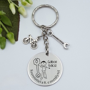 Ajándék technikatanárnak ballagásra, pedagógusnapra, tanév végére - Gravírozott grafikás ballagási kulcstartó 1_38., Táska & Tok, Kulcstartó & Táskadísz, Kulcstartó, Gravírozás, pirográfia, MESKA