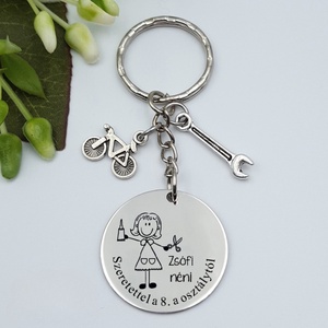 Ajándék technikatanárnőnek ballagásra, pedagógusnapra, tanév végére - Gravírozott grafikás ballagási kulcstartó 1_39., Táska & Tok, Kulcstartó & Táskadísz, Kulcstartó, Gravírozás, pirográfia, MESKA