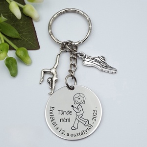 Ajándék testneveléstanárnőnek ballagásra, pedagógusnapra, tanév végére - Gravírozott grafikás ballagási kulcstartó 1_30., Táska & Tok, Kulcstartó & Táskadísz, Kulcstartó, Gravírozás, pirográfia, MESKA