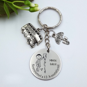 Ajándék angoltanárnak ballagásra, pedagógusnapra, tanév végére - Gravírozott grafikás ballagási kulcstartó 2_40., Táska & Tok, Kulcstartó & Táskadísz, Kulcstartó, Gravírozás, pirográfia, MESKA