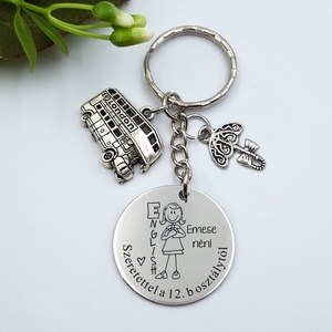 Ajándék angoltanárnak ballagásra, pedagógusnapra, tanév végére - Gravírozott grafikás ballagási kulcstartó 2_41., Táska & Tok, Kulcstartó & Táskadísz, Kulcstartó, Gravírozás, pirográfia, MESKA