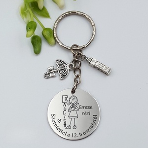 Ajándék angoltanárnak ballagásra, pedagógusnapra, tanév végére - Gravírozott grafikás ballagási kulcstartó 4_41., Táska & Tok, Kulcstartó & Táskadísz, Kulcstartó, Gravírozás, pirográfia, MESKA