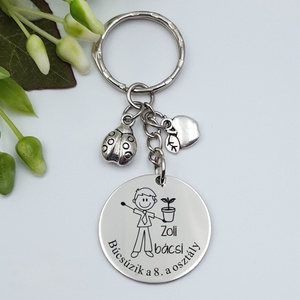 Ajándék biológiatanárnak ballagásra, pedagógusnapra, tanév végére - Gravírozott grafikás ballagási kulcstartó 2_26., Táska & Tok, Kulcstartó & Táskadísz, Kulcstartó, Gravírozás, pirográfia, MESKA