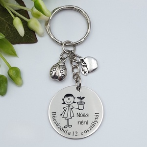 Biológia tanárnőnek ajándék ballagásra, pedagógusnapra, tanév végére - Gravírozott grafikás ballagási kulcstartó 2_27., Táska & Tok, Kulcstartó & Táskadísz, Kulcstartó, Gravírozás, pirográfia, MESKA