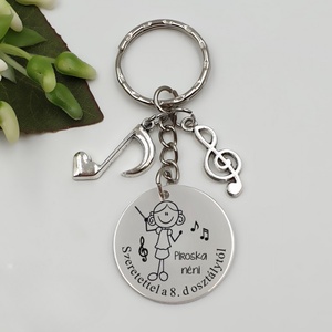 Ajándék énektanárnőnek ballagásra, pedagógusnapra, tanév végére - Gravírozott grafikás ballagási kulcstartó 3_34., Táska & Tok, Kulcstartó & Táskadísz, Kulcstartó, Gravírozás, pirográfia, MESKA