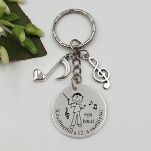 Ajándék énektanárnak ballagásra, pedagógusnapra, tanév végére - Gravírozott grafikás ballagási kulcstartó 3_35., Táska & Tok, Kulcstartó & Táskadísz, Kulcstartó, Gravírozás, pirográfia, MESKA