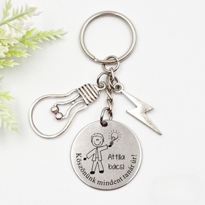 Ajándék fizikatanárnak ballagásra, pedagógusnapra, tanév végére - Gravírozott grafikás ballagási kulcstartó 2_32., Táska & Tok, Kulcstartó & Táskadísz, Kulcstartó, Gravírozás, pirográfia, MESKA