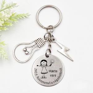 Ajándék fizikatanárnőnek ballagásra, pedagógusnapra, tanév végére - Gravírozott grafikás ballagási kulcstartó 2_33., Táska & Tok, Kulcstartó & Táskadísz, Kulcstartó, Gravírozás, pirográfia, MESKA