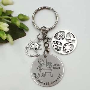 Ajándék földrajztanárnak ballagásra, pedagógusnapra, tanév végére - Gravírozott grafikás ballagási kulcstartó 4_24., Táska & Tok, Kulcstartó & Táskadísz, Kulcstartó, Gravírozás, pirográfia, MESKA