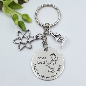 Ajándék kémiatanárnak ballagásra, pedagógusnapra, tanév végére - Gravírozott grafikás ballagási kulcstartó 2_28., Táska & Tok, Kulcstartó & Táskadísz, Kulcstartó, Gravírozás, pirográfia, MESKA