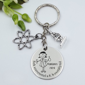 Ajándék kémiatanárnőnek ballagásra, pedagógusnapra, tanév végére - Gravírozott grafikás ballagási kulcstartó 2_29., Táska & Tok, Kulcstartó & Táskadísz, Kulcstartó, Gravírozás, pirográfia, MESKA