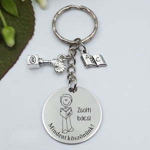 Ajándék magyartanárnak ballagásra, pedagógusnapra, tanév végére - Gravírozott grafikás ballagási kulcstartó 1_17., Táska & Tok, Kulcstartó & Táskadísz, Kulcstartó, Gravírozás, pirográfia, MESKA
