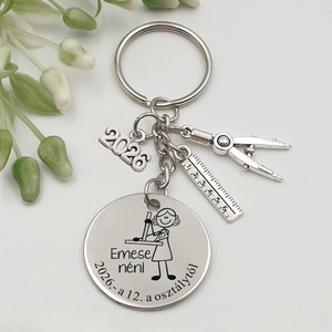 Ajándék matematikatanárnőnek ballagásra, pedagógusnapra, tanév végére - Gravírozott grafikás ballagási kulcstartó 2_21., Táska & Tok, Kulcstartó & Táskadísz, Kulcstartó, Gravírozás, pirográfia, MESKA