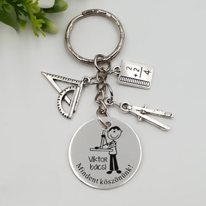 Ajándék matematikatanárnak ballagásra, pedagógusnapra, tanév végére - Gravírozott grafikás ballagási kulcstartó 4_20., Táska & Tok, Kulcstartó & Táskadísz, Kulcstartó, Gravírozás, pirográfia, MESKA