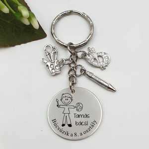 Ajándék rajztanárnak ballagásra, pedagógusnapra, tanév végére - Gravírozott grafikás ballagási kulcstartó 2_36., Táska & Tok, Kulcstartó & Táskadísz, Kulcstartó, Gravírozás, pirográfia, MESKA