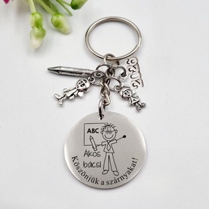 Ajándék tanító néninek ballagásra, pedagógusnapra, tanév végére - Gravírozott grafikás ballagási kulcstartó 5_15., Táska & Tok, Kulcstartó & Táskadísz, Kulcstartó, Gravírozás, pirográfia, MESKA