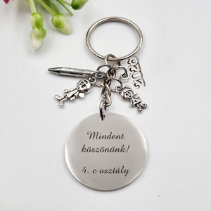 Ajándék tanító néniknek ballagásra, pedagógusnapra, tanév végére - Gravírozott szöveges ballagási kulcstartó 5., Táska & Tok, Kulcstartó & Táskadísz, Kulcstartó, Gravírozás, pirográfia, MESKA