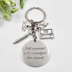 Ajándék tanító néniknek ballagásra, pedagógusnapra, tanév végére - Gravírozott szöveges ballagási kulcstartó 6., Táska & Tok, Kulcstartó & Táskadísz, Kulcstartó, Gravírozás, pirográfia, MESKA