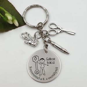 Ajándék technikatanárnak ballagásra, pedagógusnapra, tanév végére - Gravírozott grafikás ballagási kulcstartó 2_38., Táska & Tok, Kulcstartó & Táskadísz, Kulcstartó, Gravírozás, pirográfia, MESKA