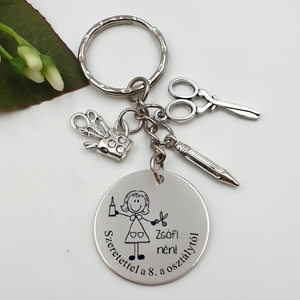 Ajándék technikatanárnőnek ballagásra, pedagógusnapra, tanév végére - Gravírozott grafikás ballagási kulcstartó 2_39., Táska & Tok, Kulcstartó & Táskadísz, Kulcstartó, Gravírozás, pirográfia, MESKA