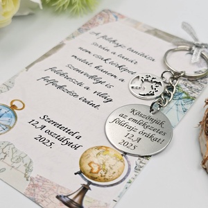 Földrajz tanároknak ajándék ballagásra, pedagógusnapra, tanév végére - Gravírozott ballagási kulcstartó ajándékkártyán - táska & tok - kulcstartó & táskadísz - kulcstartó - Meska.hu