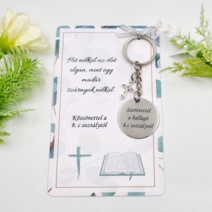 Hittan tanároknak ajándék ballagásra, pedagógusnapra, tanév végére - Gravírozott ballagási kulcstartó ajándékkártyán, Táska & Tok, Kulcstartó & Táskadísz, Kulcstartó, Gravírozás, pirográfia, MESKA